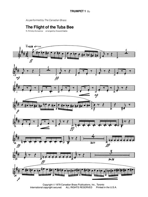 The Flight Of The Tuba Bee Bb Trumpet 1 Brass Quintet Sheet Music