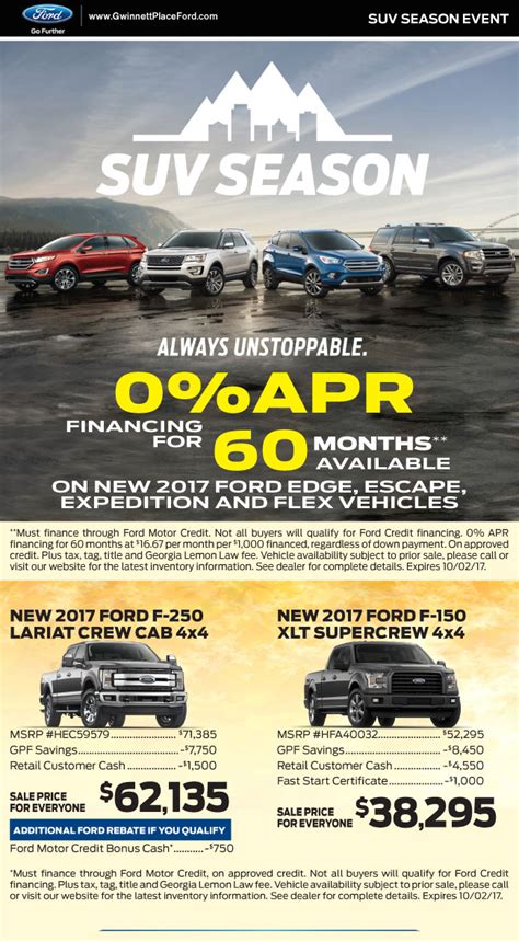 SUV Season Zero Percent Financing on all SUVs | Gwinnett Place Ford