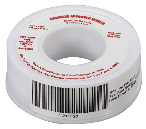 Grainger Approved Thread Sealant Tape Ptfe To Sg In Width