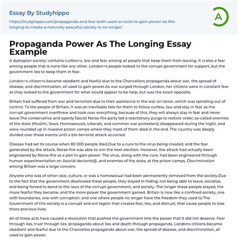 Propaganda Power As The Longing Essay Example StudyHippo