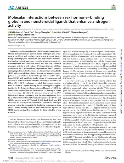 Pdf Molecular Interactions Between Sex Hormone Binding Globulin And