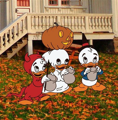 Huey Louie and Dewey in Halloween Witch, Devil, and Ghost With Pumpkin ...