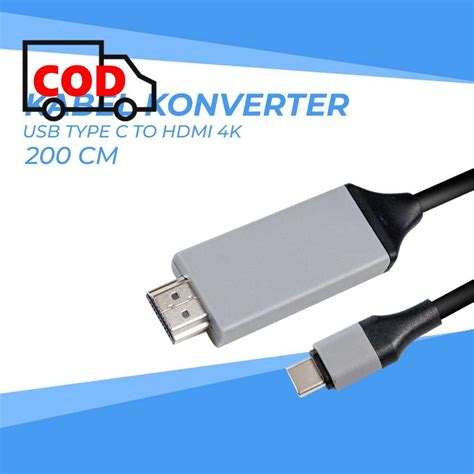 Jual Kabel Konverter Usb Type C To Hdmi Meter K Transfer Data