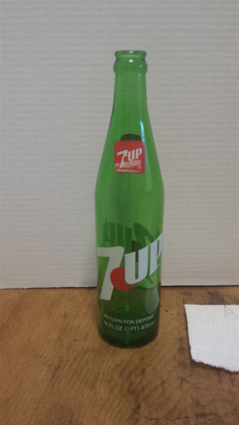 Vintage 7 Up Pop Soda Bottle 16 Oz Green Glass Returnable 1970s A Ebay