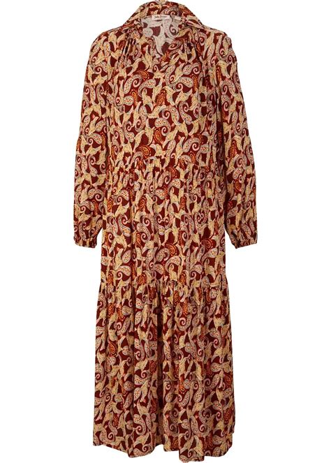 Lockeres Crinkle Kaftan Kleid Mit Langen Rmeln Braun Bonprix