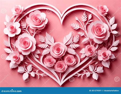 Valentine Background Card Mockup With Pink Roses And A Blank Sheet In