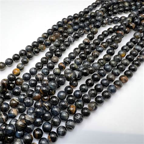 Mm Smooth Round Blue Tiger Eye Bead Strand Beadkra