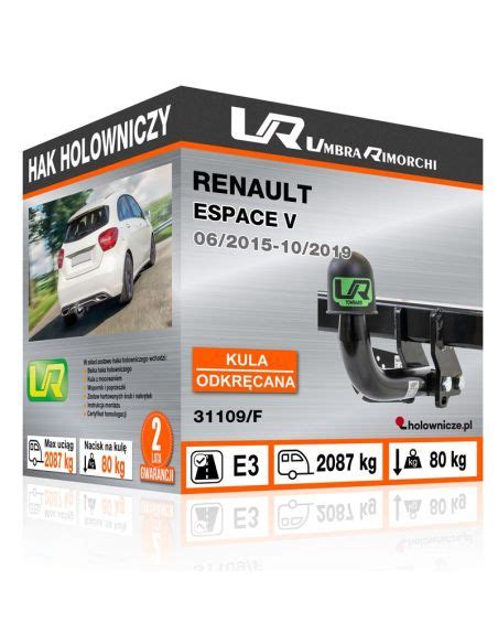 Hak Holowniczy Renault ESPACE V MINIVAN 2015 2016 2017 2018 2019