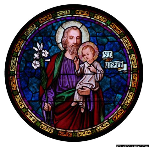 "St. Joseph and Jesus" Religious Stained Glass Window