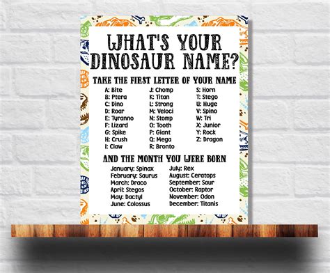 This Listing Is For An Instant Download For The Dinosaur Name Sizes