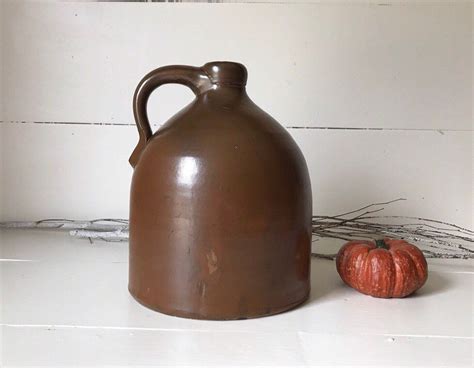 Antique Stoneware Jug Glazed Crock Brown Jug Whiskey Jug