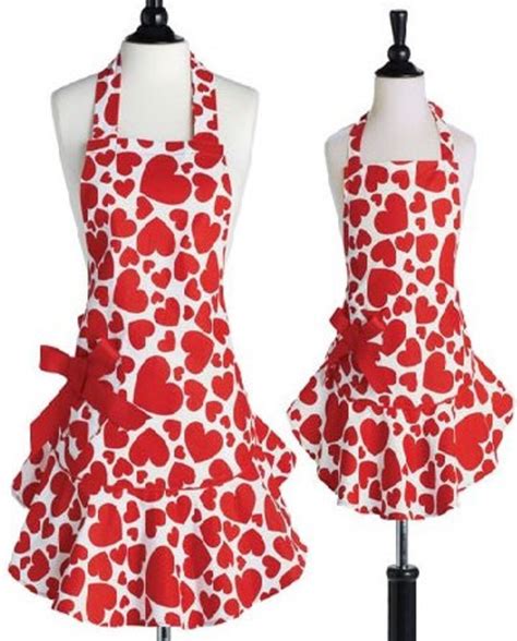 Mother Daughter Apron Set Personalized Red Heart Jessie Steele Apron