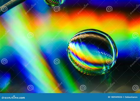 Light Diffraction Showing Rainbows On Water Drops Stock Photo Image