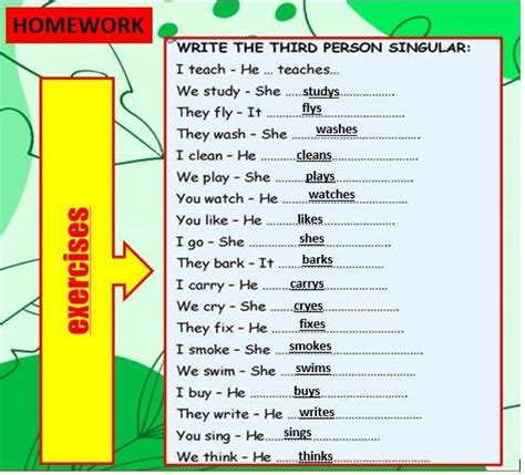 Write The Third Person Singular Of The Following Verbs Play Brainlylat