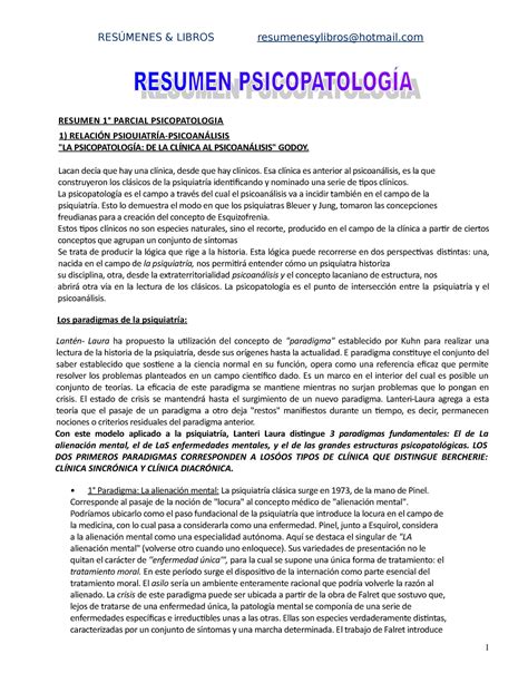 Resumen Psicopato Schejtman Resumen Parcial Psicopatologia