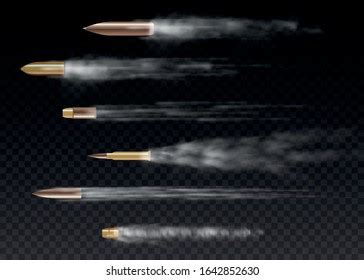 Realistic Flying Bullet Motion Smoke Traces Stock Vector Royalty Free