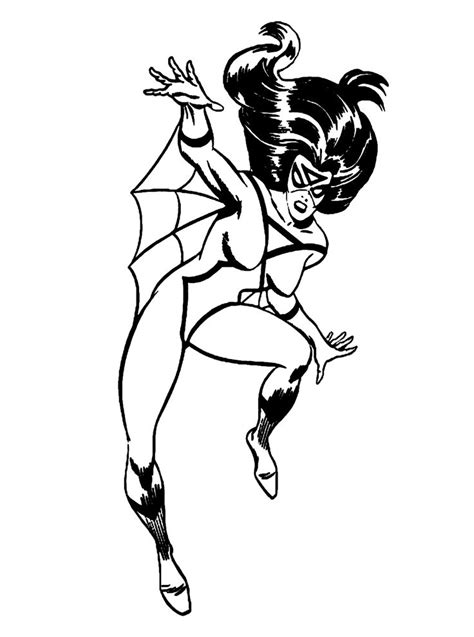 A Black And White Drawing Of A Woman Flying Through The Air With Her