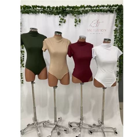 Body Feminino Gola Alta Canelado Manga Curta Basico Shopee Brasil