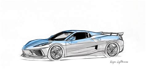 Custom Corvette C8 Sketch Digital Art by Roger Lighterness - Fine Art ...