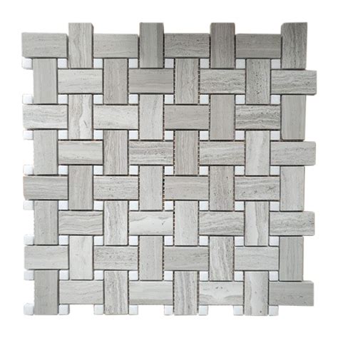 White Wood Basketweave Limestone Mosaic Lw Stone