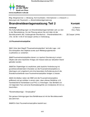 Ausf Llbar Online Satzungen Der Feuerwehr Brandmeldeanlagensatzung Fax