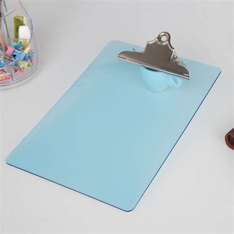 Gongxipen 1pc Plastic Transparent A4 Clipboard Profile Clip Hardboard