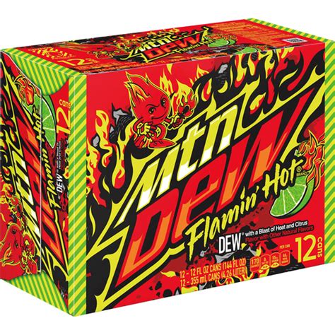 Mtn Dew Soda Flamin Hot DEW With A Blast Of Heat And Citrus 12 Fl Oz