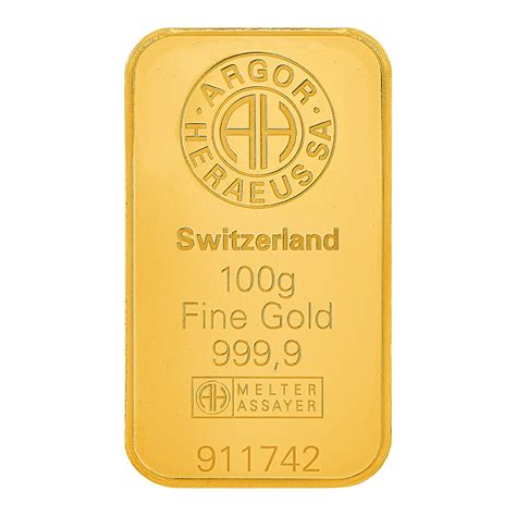 Lingotto Oro Puro 100 Gr Kinebar Certificato Argor Heraeus