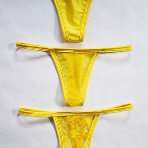 Yellow Lingerie Set Micro Panties Thongs Sexy Gifts For Girlfriend Yellow Underwear