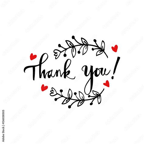 Lettering Thank You Hand Drawing Illustration Stock Illustration