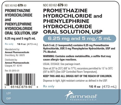 Dailymed Promethazine Hydrochloride And Phenylephrine Hydrochloride Promethazine And