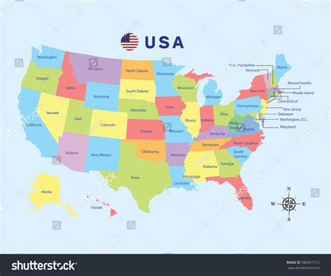 Colorful Map United States America On Stock Vector (Royalty Free ...