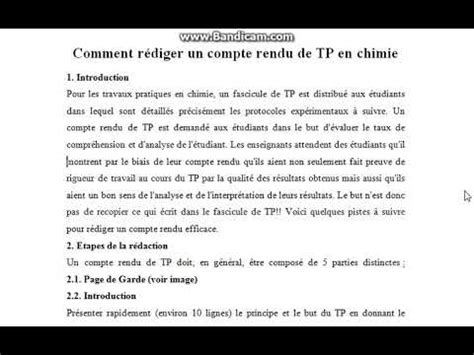 Comment rédiger un compte rendu de TP en chimie YouTube