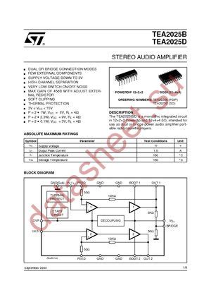 TEA2025B datasheet - STMicroelectronics даташит