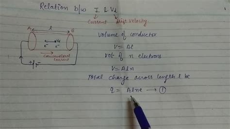 Relation Between Current And Drift Velocity Current Electricity Param Mam Class 12th