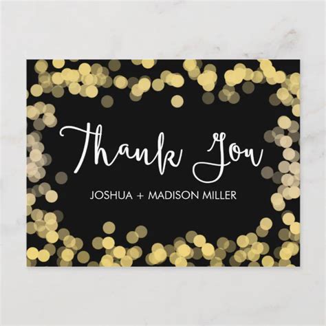 Gold Modern Elegant Wedding Thank You Postcard Zazzle