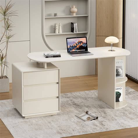 white desk  home office stylish functional  space saving ideas