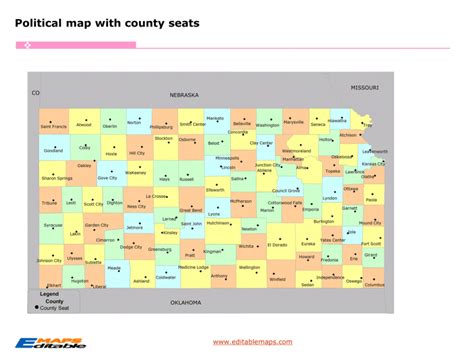 Kansas county map - Editable PowerPoint Maps