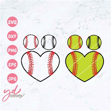 Baseball Svg Softball Svg Baseball Heart Svg Softball Etsy