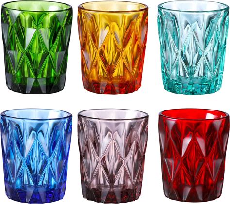 Gala Houseware Diamond Etched Glass Tumblers, Set of 6 with 9 oz Volume ...