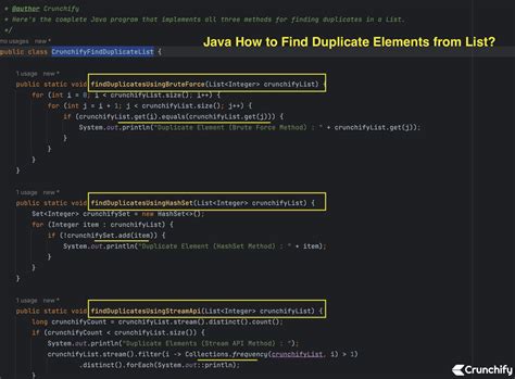 In Java How To Find Duplicate Elements From List Brute Force HashSet