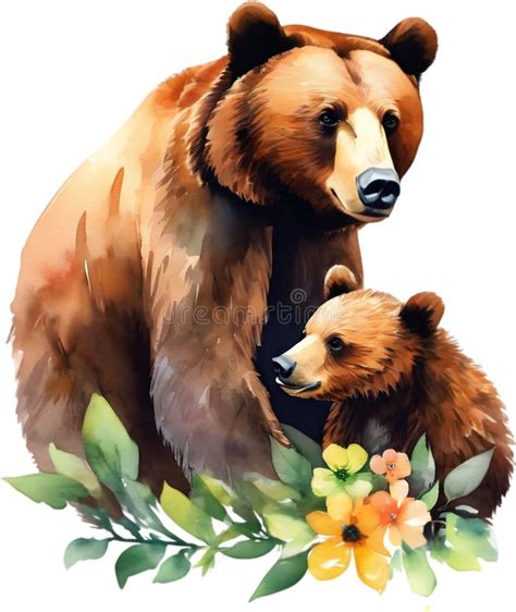 Oso Madre Y Sus Cachorros Dibujos Animados Decorativos Generador De