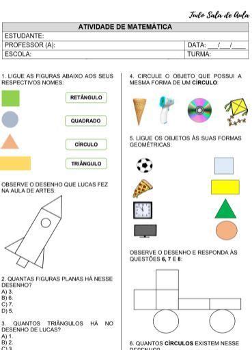 Atividade Figuras Geometricas Planas 1 Ano - Atividade de matemÁtica 1º ano figuras planas – Artofit
