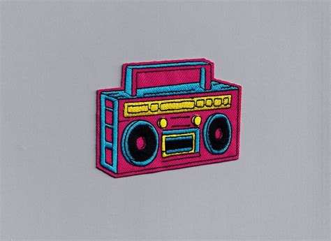 Colourful Retro Colourful Boombox Stereo Patch Iron On Embroidered