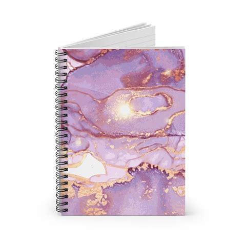 Marble Spiral Notebook Purple Notebook Marble Notebook Etsy