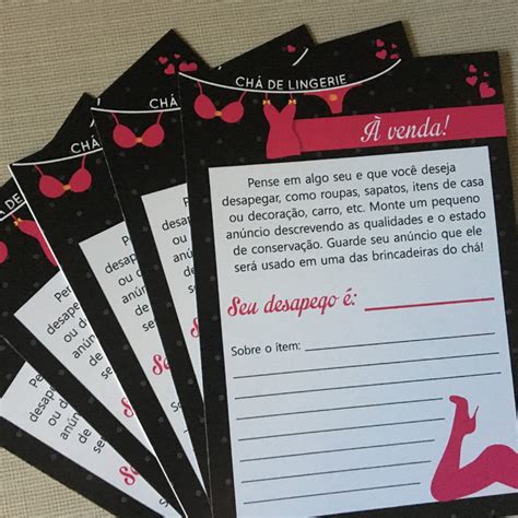 Kit De Brincadeiras Ch De Lingerie Preto E Pink Elo