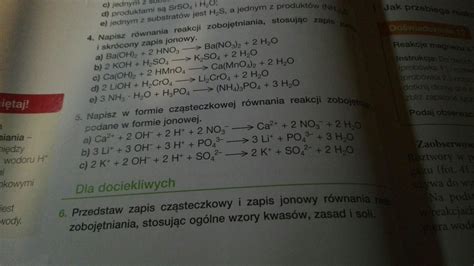 Napisz W Formie Cz Steczkowej R Wnania Reakcji Zoboj Tniania Podane W