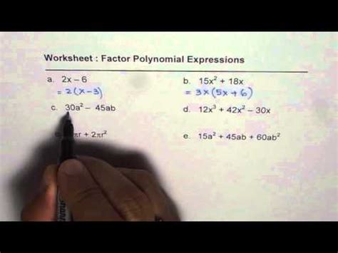 Worksheet To Factor Polynomials Youtube Worksheets Library