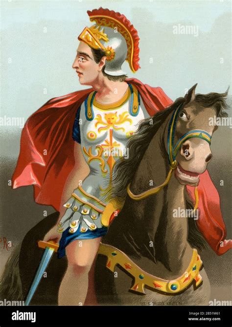 Old color lithography portrait. Alexander III of Macedonia, known as ...