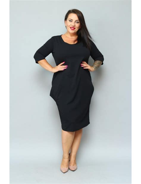 Oversize Owa Sukienka Z Kieszeniami Na Wesele Plus Size XXL Kolor